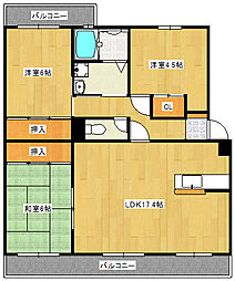 広島電鉄宮島線 修大協創中高前駅 徒歩20分の賃貸マンション 3階3LDKの間取り