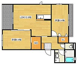 JR可部線 安芸長束駅 徒歩23分の賃貸アパート 3階2LDKの間取り