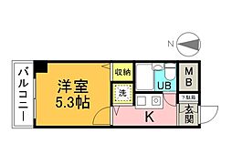 広島電鉄8系統 舟入川口町駅 徒歩4分の賃貸マンション 2階1Kの間取り