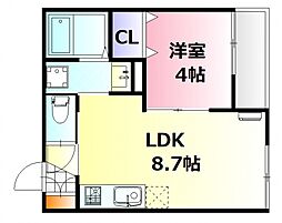 広島高速交通アストラムライン 牛田駅 徒歩3分の賃貸アパート 3階1LDKの間取り