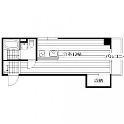 広島電鉄2系統 本川町駅 徒歩4分の賃貸マンション 4階ワンルームの間取り