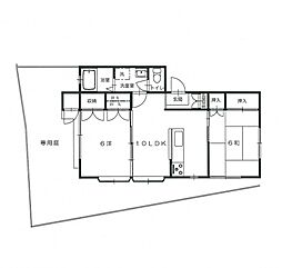 JR可部線 下祇園駅 徒歩19分の賃貸アパート 1階2LDKの間取り