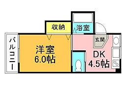 広島電鉄1系統 広電本社前駅 徒歩4分の賃貸マンション 4階1Kの間取り