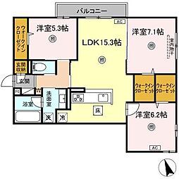 One wide 祇園 3LDKの間取図画像
