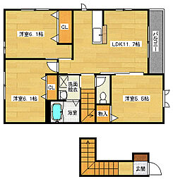 広島高速交通アストラムライン 長楽寺駅 徒歩15分の賃貸アパート 2階3LDKの間取り
