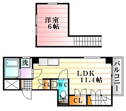 JR可部線 緑井駅 徒歩5分の賃貸マンション 5階ワンルームの間取り