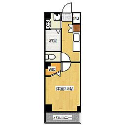 広島電鉄1系統 宇品2丁目駅 徒歩1分の賃貸マンション 6階1Kの間取り