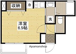 広島電鉄2系統 稲荷町駅 徒歩3分の賃貸マンション 3階ワンルームの間取り