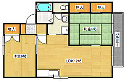 広島電鉄宮島線 修大協創中高前駅 徒歩20分の賃貸アパート 2階2LDKの間取り