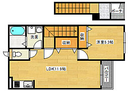 広島電鉄5系統 比治山下駅 徒歩3分の賃貸アパート 2階1LDKの間取り