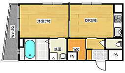 JR可部線 下祇園駅 徒歩7分の賃貸マンション 1階1DKの間取り