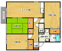 JR山陽本線 中野東駅 徒歩12分の賃貸アパート 2階3LDKの間取り