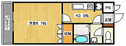 JR可部線 古市橋駅 徒歩7分の賃貸マンション 1階1Kの間取り