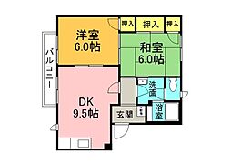JR山陽本線 向洋駅 徒歩17分の賃貸アパート 1階2DKの間取り