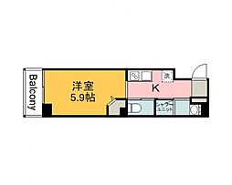 JR芸備線 矢賀駅 徒歩9分の賃貸マンション 7階1Kの間取り