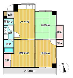広島高速交通アストラムライン 安東駅 徒歩4分の賃貸マンション 3階3DKの間取り