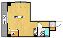 広島電鉄5系統 比治山下駅 徒歩3分の賃貸マンション 4階ワンルームの間取り