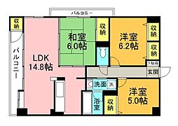 広島高速交通アストラムライン 牛田駅 徒歩19分の賃貸マンション 4階3LDKの間取り