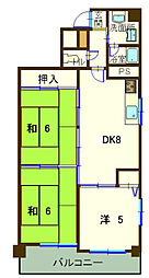 JR芸備線 広島駅 徒歩14分の賃貸マンション 4階3DKの間取り
