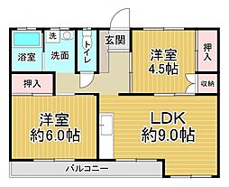 JR呉線 広島駅 徒歩10分の賃貸マンション 3階2DKの間取り