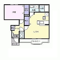 広島高速交通アストラムライン 長楽寺駅 徒歩7分の賃貸アパート 1階1LDKの間取り