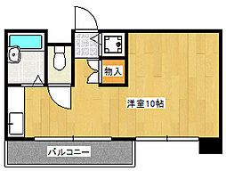 広島電鉄9系統 女学院前駅 徒歩5分の賃貸マンション 4階ワンルームの間取り