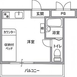 広島電鉄8系統 舟入南駅 徒歩12分の賃貸マンション 4階ワンルームの間取り