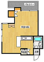 JR芸備線 矢賀駅 徒歩17分の賃貸マンション 5階ワンルームの間取り