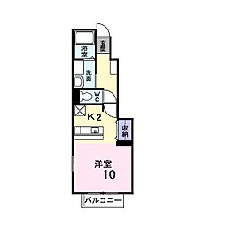 JR芸備線 矢賀駅 徒歩22分の賃貸アパート 1階1Kの間取り