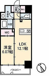 広島電鉄1系統 中電前駅 徒歩3分の賃貸マンション 8階1LDKの間取り