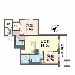 広島電鉄宮島線 高須駅 徒歩5分の賃貸マンション 3階2LDKの間取り