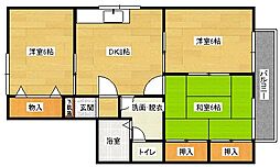 JR可部線 大町駅 徒歩4分の賃貸アパート 1階3LDKの間取り