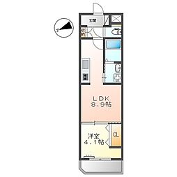 JR山陽本線 横川駅 徒歩14分の賃貸マンション 1階1LDKの間取り