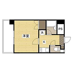 JR可部線 三滝駅 徒歩10分の賃貸マンション 6階1Kの間取り