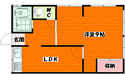 JR可部線 安芸長束駅 徒歩9分の賃貸アパート 2階1LDKの間取り
