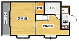 JR可部線 大町駅 徒歩8分の賃貸マンション 3階1DKの間取り