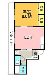 広島電鉄2系統 本川町駅 徒歩2分の賃貸マンション 7階1LDKの間取り
