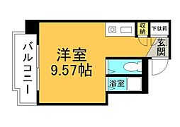 広島電鉄8系統 寺町駅 徒歩3分の賃貸マンション 3階ワンルームの間取り