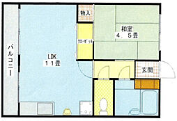 石本ビル 1LDKの間取図画像