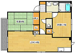 広島電鉄宮島線 高須駅 徒歩6分の賃貸アパート 1階2LDKの間取り