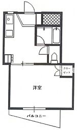JR可部線 大町駅 徒歩3分の賃貸マンション 4階1DKの間取り