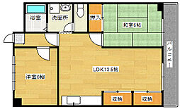 JR山陽本線 向洋駅 徒歩28分の賃貸マンション 5階2LDKの間取り