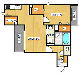 広島電鉄宮島線 修大協創中高前駅 徒歩7分の賃貸マンション 1階1LDKの間取り