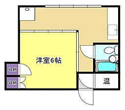 広島電鉄8系統 舟入幸町駅 徒歩3分の賃貸マンション 2階1Kの間取り