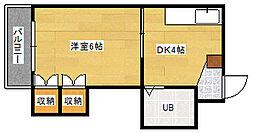 広島電鉄5系統 南区役所前駅 徒歩5分の賃貸マンション 3階1Kの間取り