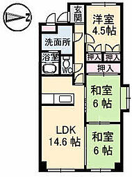 JR可部線 三滝駅 徒歩3分の賃貸マンション 5階2SLDKの間取り