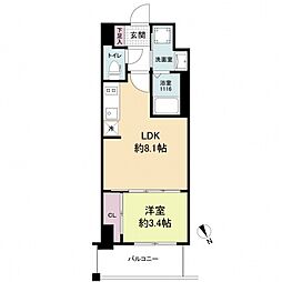 広島電鉄8系統 舟入町駅 徒歩4分の賃貸マンション 10階1LDKの間取り