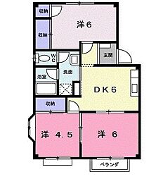 JR芸備線 玖村駅 徒歩23分の賃貸アパート 2階3DKの間取り