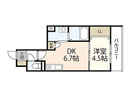 広島電鉄宮島線 商工センター入口駅 徒歩6分の賃貸アパート 2階1DKの間取り