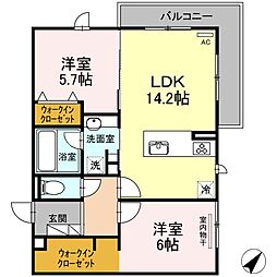 広島高速交通アストラムライン 古市駅 徒歩17分の賃貸アパート 3階2LDKの間取り